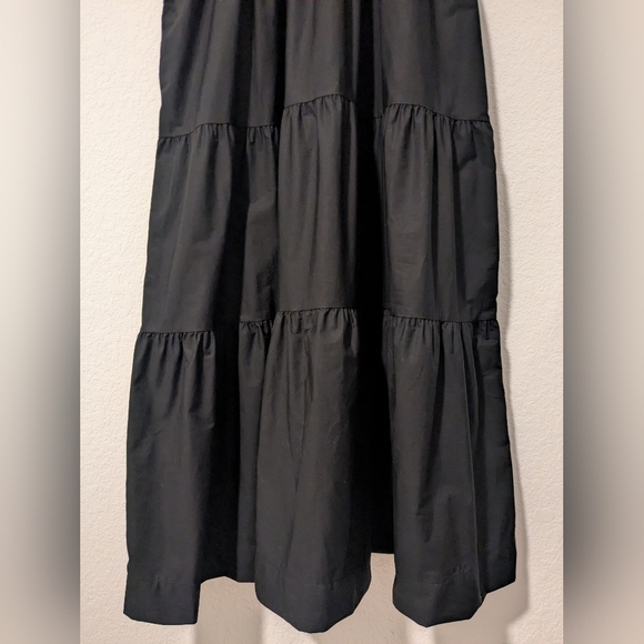 Anthropologie Black Cotton Short Sleeve Tiered A-Line Somerset Maxi Dress LG - Picture 8 of 11